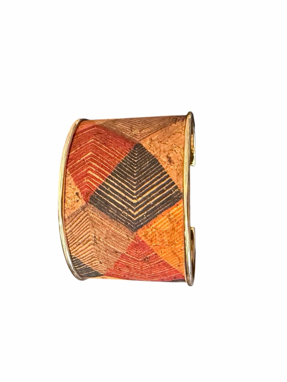 Floral & Tropical Patterned Gold-Tone Cuff Bracelet - Pink/Orange - Picture 7 of 10
